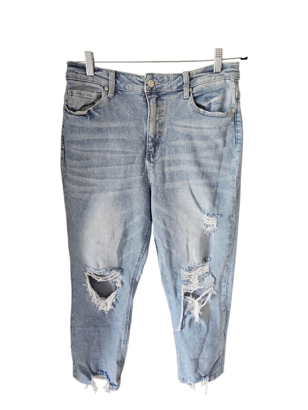 Windsor Denim Distressed High Rise Mom Jeans Light Wash Size 13